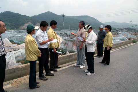 적중면 돌풍피해지역 점검 중인 의원들0