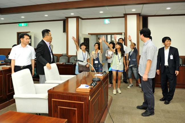 일본 미토요시 중학생 홈스테이 의회 방문2